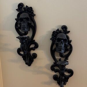 Gothic Black Skull Wall Sconces